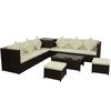 vidaXL Set Divani da Giardino 8 pz con Cuscini in Polyrattan Marrone