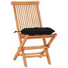 vidaXL Set da Bistrot 3 pz con Cuscini Neri in Legno Massello di Teak