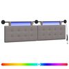 vidaXL Testiera sospesa Con luce LED Tortora Tessuto
