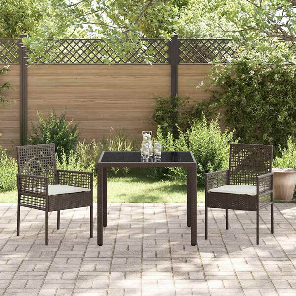 vidaXL Set da Pranzo per Giardino 3 pcs Marrone polyrattan