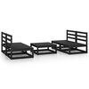 vidaXL Set Divani da Giardino 5 pz Nero in Legno Massello di Pino