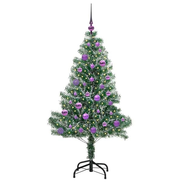 vidaXL Albero di Natale Artificiale Imbiancato con Luci LED 150 cm