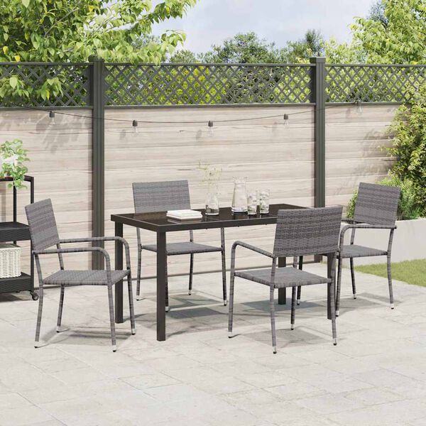 vidaXL Set da Pranzo per Giardino con cuscino 5 pcs Grigio polyrattan