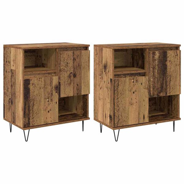 vidaXL Credenza 2 pcs Legno vecchio 60 x 35 x 70 cm