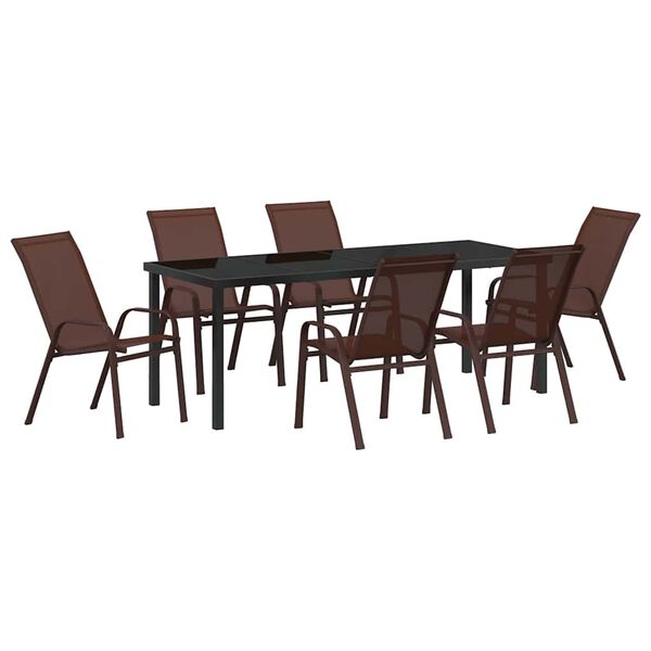 vidaXL Set da Pranzo per Giardino 7 pcs Marrone e Nero