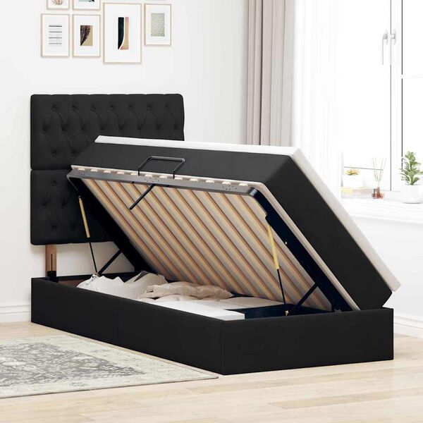 vidaXL Letto con contenitore e materasso Nero 100 x 200 cm Velluto
