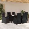 vidaXL Set da Pranzo per Giardino con cuscino 7 pcs Nero polyrattan