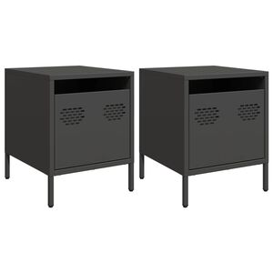 vidaXL Comodini 2 pz Neri 35x39x43,5 cm in Acciaio