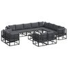 vidaXL Set Divano da Giardino 13 pz Nero Alluminio