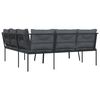 vidaXL Set Divano da Giardino con Cuscini Nero Acciaio e Textilene