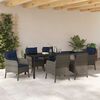 vidaXL Set da Pranzo per Giardino con cuscino 7 pcs Grigio polyrattan