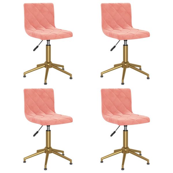 vidaXL Sedie da Pranzo Girevoli 4 pz Rosa in Velluto