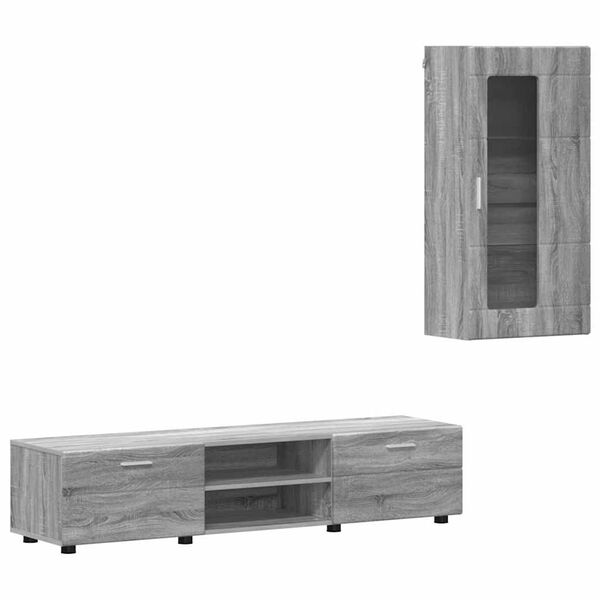 vidaXL Set mobile TV con porta FLORIN Grigio Sonoma Legno multistrato