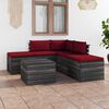 vidaXL Set Divani da Giardino su Pallet 6 pz con Cuscini Massello Pino