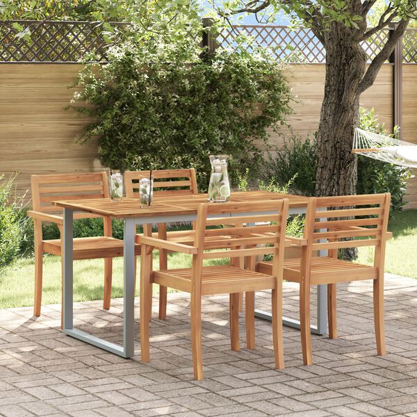 vidaXL Tavolo da Pranzo da Giardino Grigio 140 x 80 x 75 cm