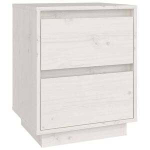 vidaXL Comodino Bianco 40x35x50 cm in Legno Massello di Pino