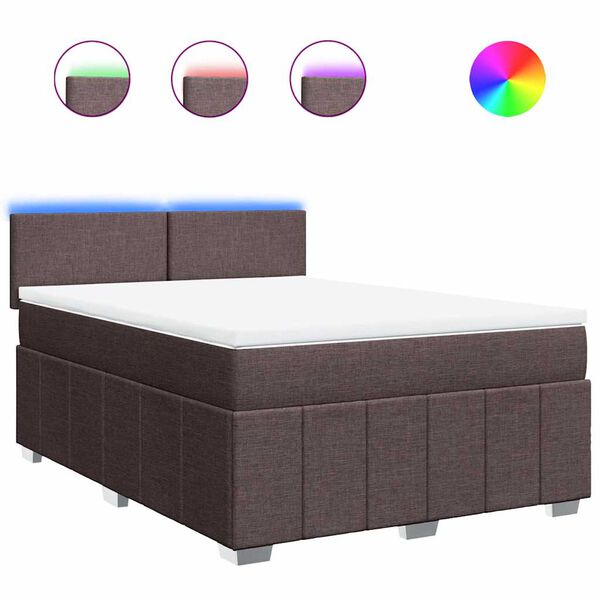 vidaXL Giroletto a Molle con Materasso Marrone Scuro 140x190cm Tessuto