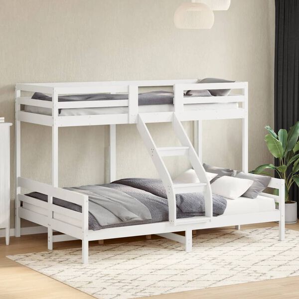 vidaXL Letto a Castello 90x200/140x200cm Bianco Legno Massello di Pino