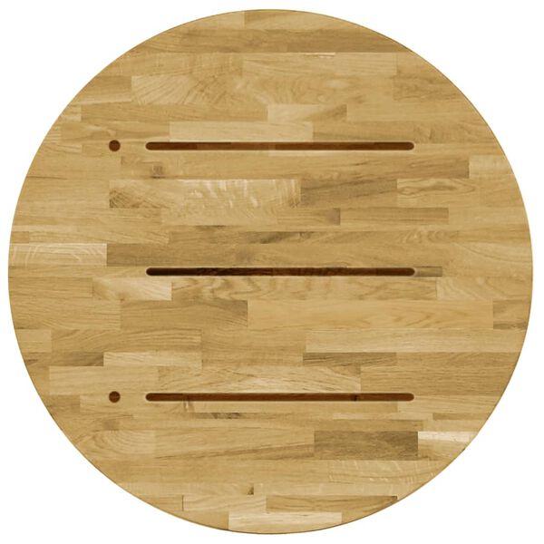 vidaXL Piano del Tavolo Legno Massello di Rovere Circolare 23mm 500mm
