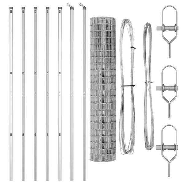 vidaXL Recinzione con Posto Argento 1,6 x 10 m Acciaio e PVC