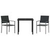 vidaXL Set da Pranzo per Giardino 3 pcs Nero Rattan in PE