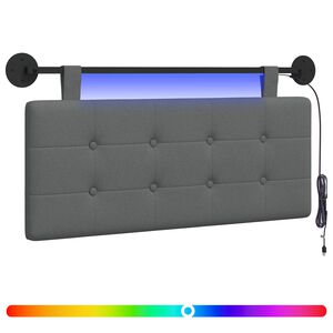 vidaXL Testiera sospesa Con luce LED Grigio Scuro Tessuto