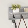 vidaXL Appendiabiti a muro Grigio Sonoma 40 x 10,5 x 18 cm