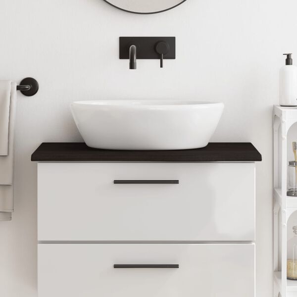 vidaXL Piano Bagno Marrone Scuro 80x40x2 cm Legno Massello Trattato