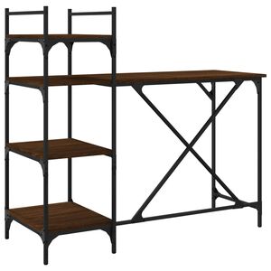 vidaXL Scrivania per Computer con Scaffali Rovere Marrone 120x47x109cm