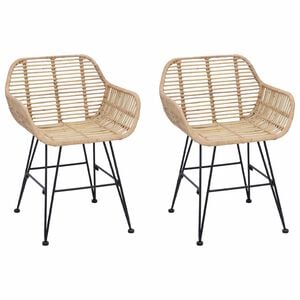 vidaXL Sedia da pranzo 2 pz Rattan e Ferro Naturale 55 x 50 x 74 cm