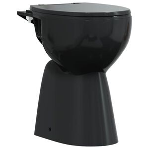 vidaXL WC Senza Brida 7 cm Altezza Extra Chiusura Rallentata Ceramica Nera