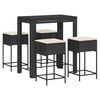 vidaXL Set Bar da Giardino 5 pz con Cuscini in Polyrattan Nero