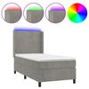 vidaXL Letto a Molle Materasso e LED Grigio Chiaro 90x190 cm Velluto
