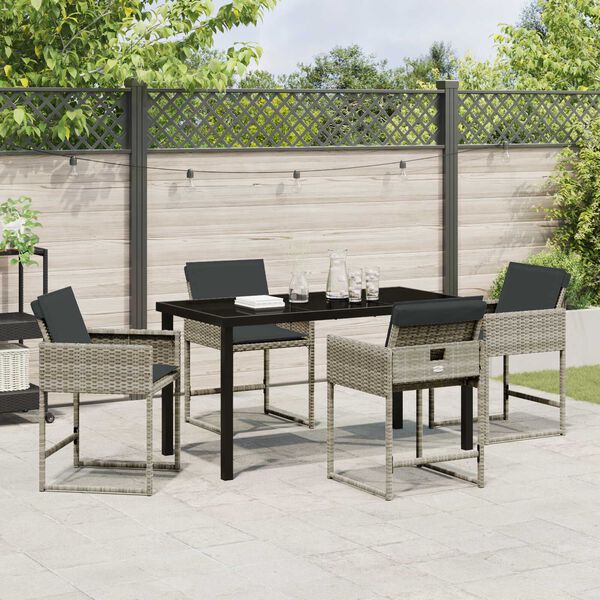 vidaXL Set da Pranzo per Giardino 5 pcs Grigio chiaro polyrattan