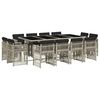 vidaXL Set da Pranzo da Giardino 13pz con Cuscini Grigio in Polyrattan