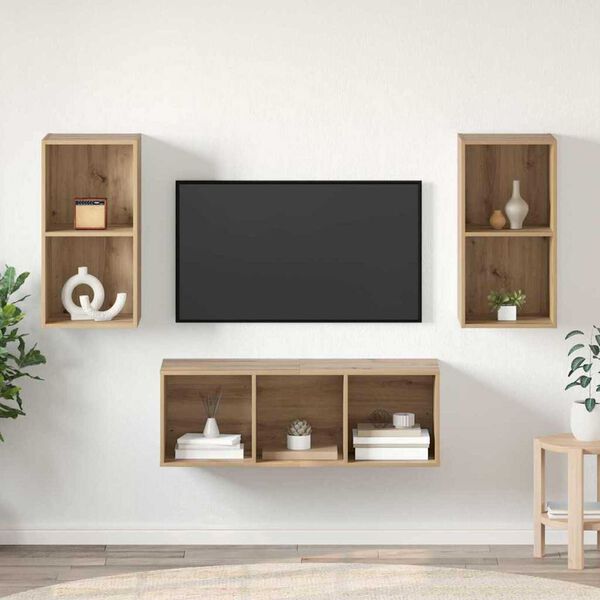 vidaXL Set mobile TV Rovere artigianale 37 x 37 x 107 cm
