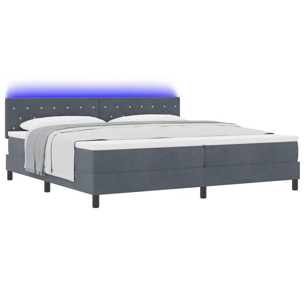 vidaXL Letto a Sorgente LED Grigio scuro 200 x 200 cm Velluto