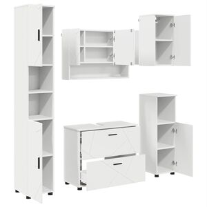 vidaXL Set di mobili per il bagno con cassetto con porta 5 pcs Bianco