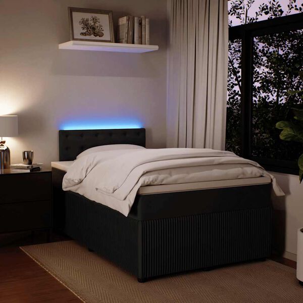 vidaXL Giroletto a Molle con Materasso Nero 120x200 cm in Velluto