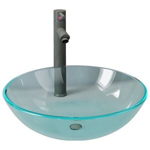 vidaXL Lavandino con Rubinetto e Piletta Vetro Temperato Trasparente