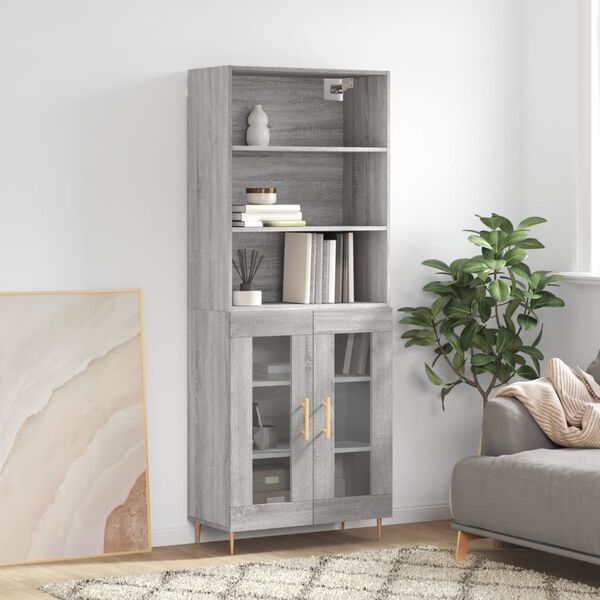 vidaXL Credenza Grigio Sonoma 69,5x34x180 cm in Legno Multistrato