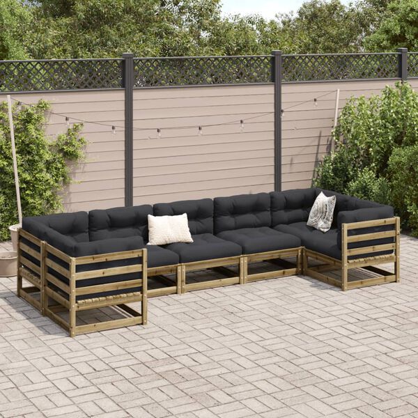 vidaXL Set Divani da Giardino 7 pz in Legno Impregnato di Pino
