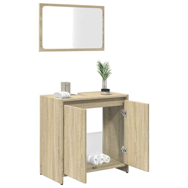 vidaXL Set Mobili da Bagno 2 pz Rovere Sonoma in Legno Multistrato