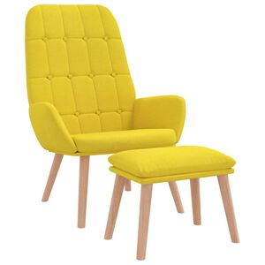 vidaXL Sedia Relax con Poggiapiedi Giallo Chiaro in Tessuto