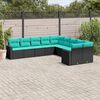 vidaXL Set Divani da Giardino 10 pz con Cuscini Nero in Polyrattan