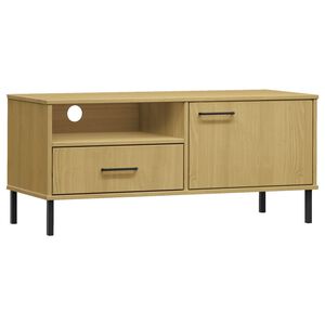 vidaXL Mobile TV con Gambe Metallo Marrone Legno Massello di Pino OSLO