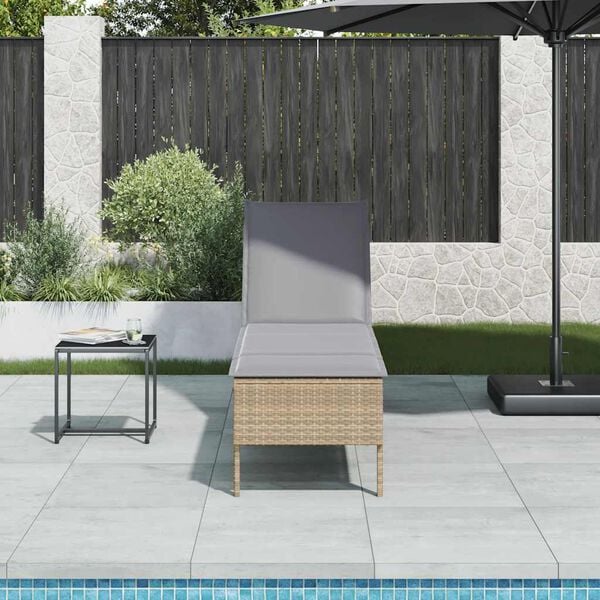 vidaXL Lettino Prendisole con Cuscini Beige 55x200x44 cm in Polyrattan
