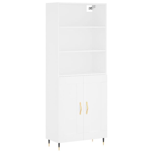 vidaXL Credenza Bianca 69,5x34x180 cm in Legno Multistrato