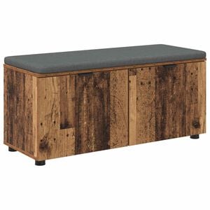 vidaXL Panca per ingresso con cuscino Legno vecchio 100 x 38 x 46 cm