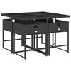 vidaXL Set da Pranzo da Giardino 5 pz Nero con Cuscini in Polyrattan